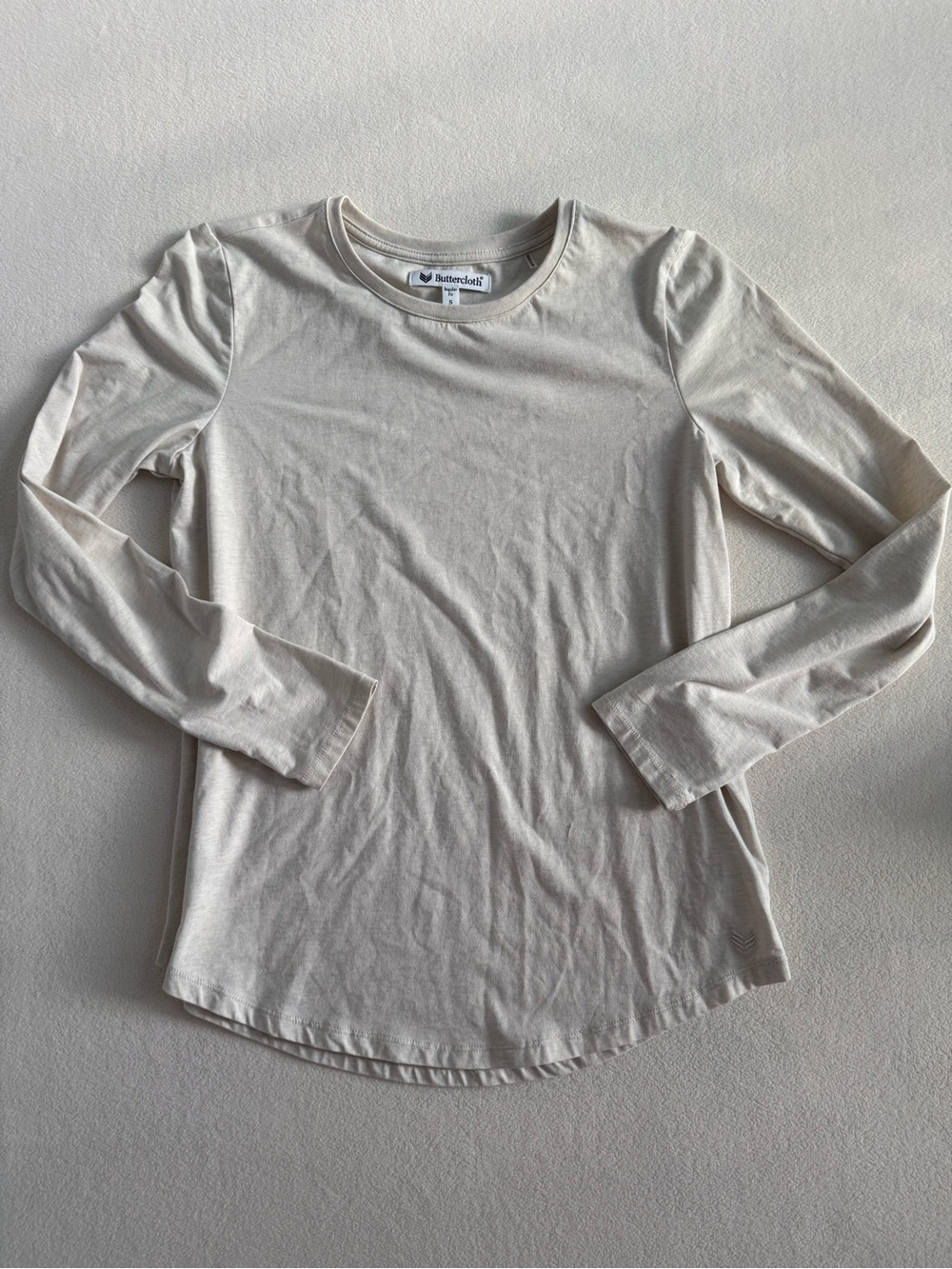 Buttercloth Cream Long Sleeve Tee small